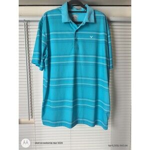 CALLAWAY Opti Dri Men’s Golf Polo Shirt Blue Striped Large